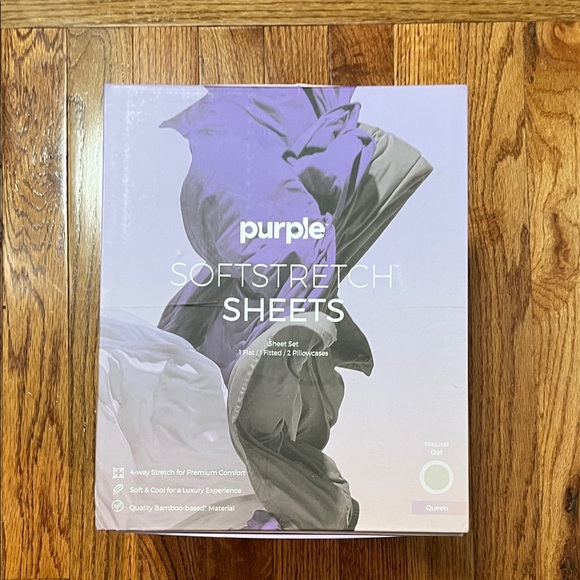 Purple SoftStretch Queen Sheet Set- Natural Oat - Picture 1 of 4